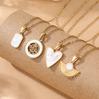 Rectangle Shell Choker Necklace Stainless Steel