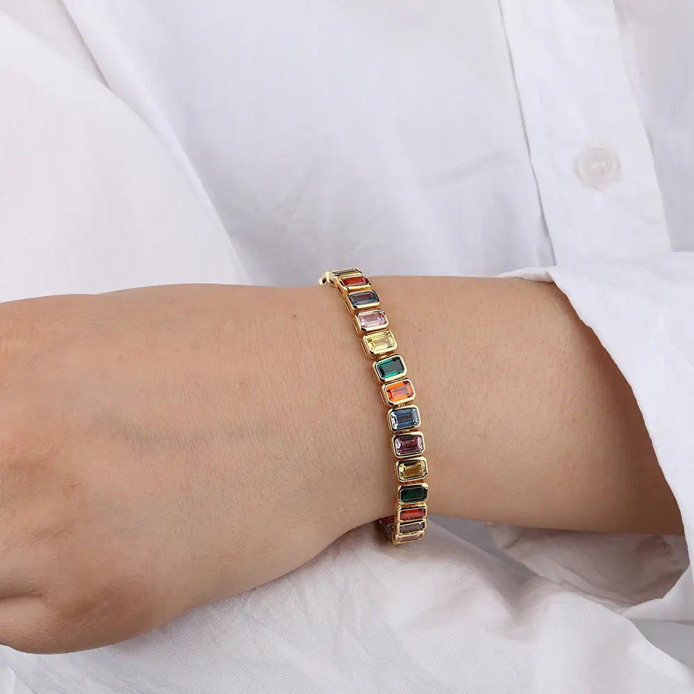 2025 Colorful cz baguette bracelet