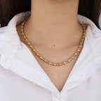 Round Alternating Bezel-Set Tennis Chain