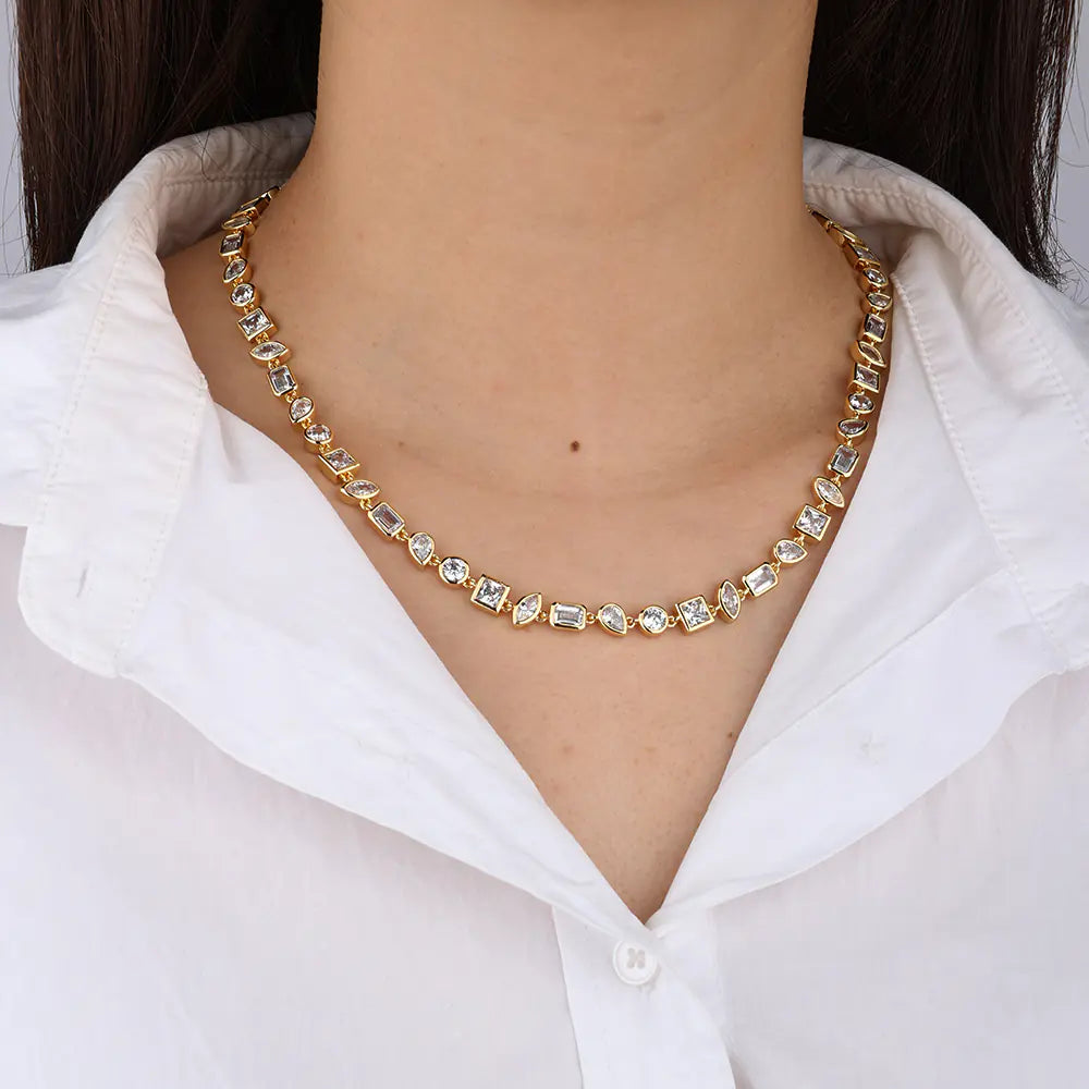 Shaped Burishied Setting Tennis Chain