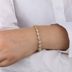 Hot 7.5mm Brass Iced CZ Flower Tennis Bracelet