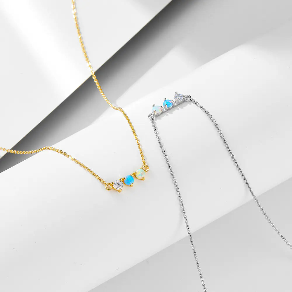 Colored Opal S925 Sterling Silver Chain Necklace