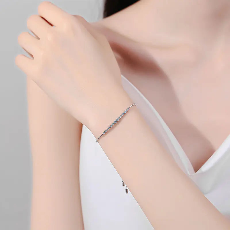 New Simple S925 Sterling Silver Moissanite Bracelet
