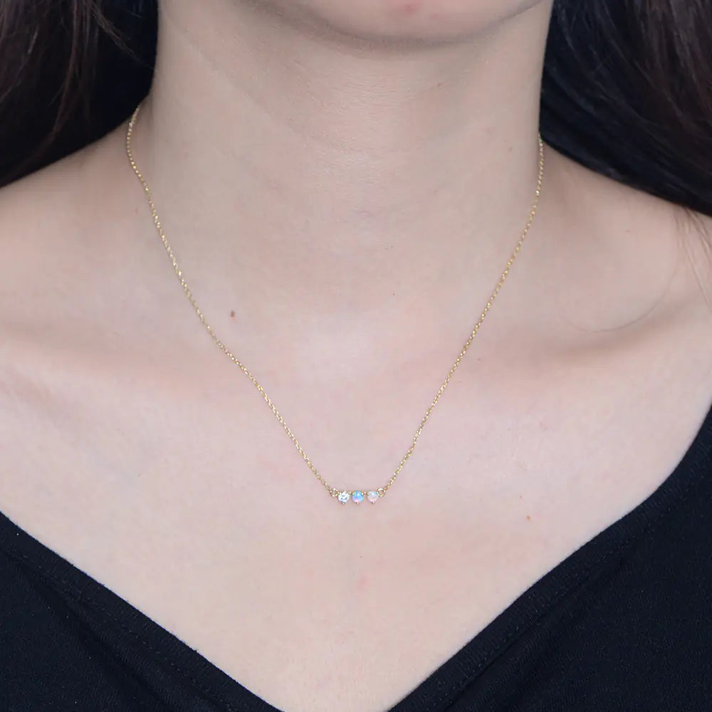 Colored Opal S925 Sterling Silver Chain Necklace