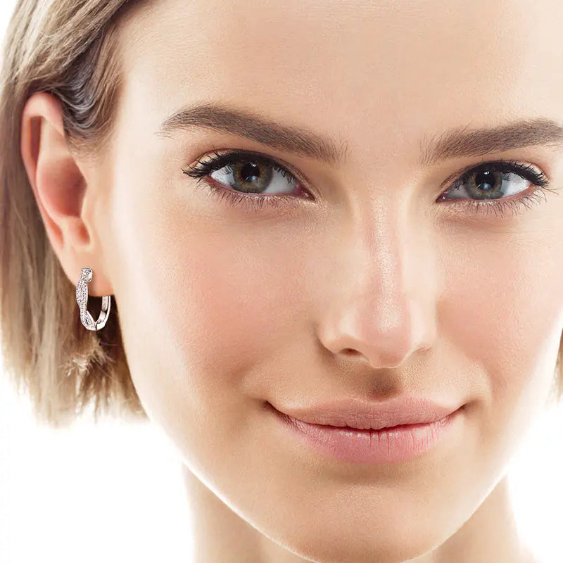 Fashion S925 Silver Moissanite Hoop Earrings