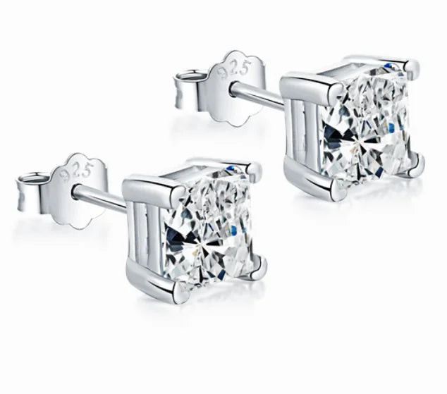 S925 Silver Stylish Princess Square-Shaped Earrings
