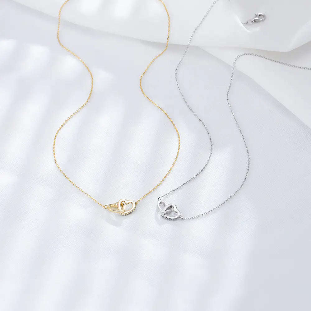 925 Sterling Silver Heart CZ Chain Necklace