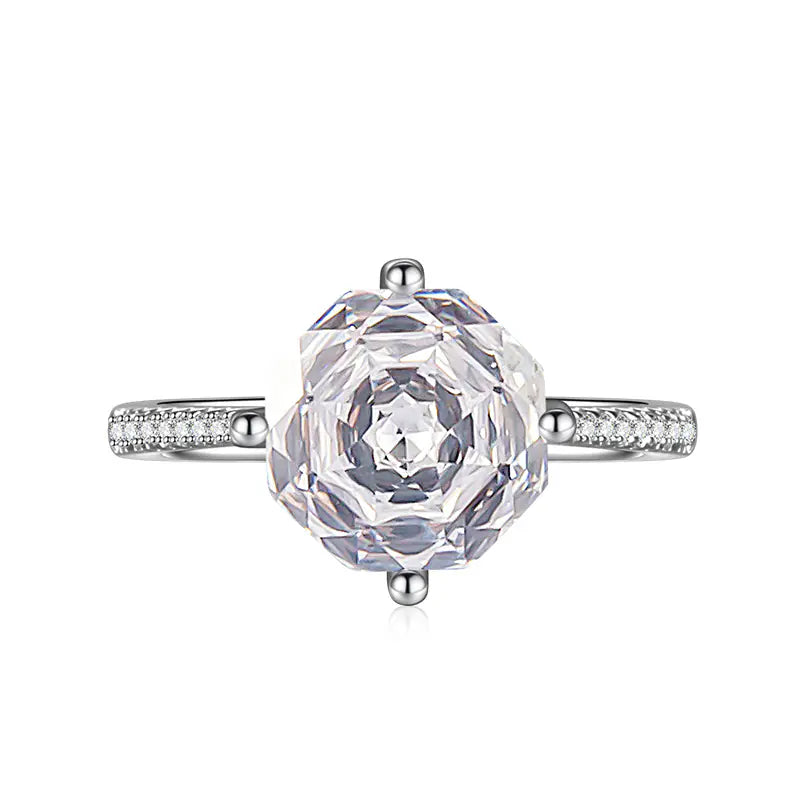 10mm Brass Rose Cuttings Colorful CZ Adjustable Ring