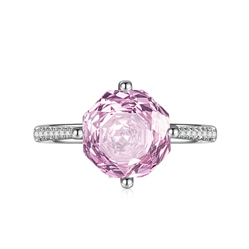 10mm Brass Rose Cuttings Colorful CZ Adjustable Ring