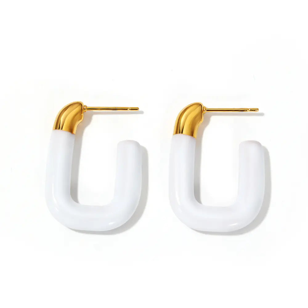 Stainless Steel Enamel Hoop Earrings