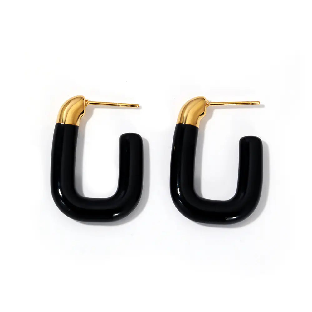 Stainless Steel Enamel Hoop Earrings