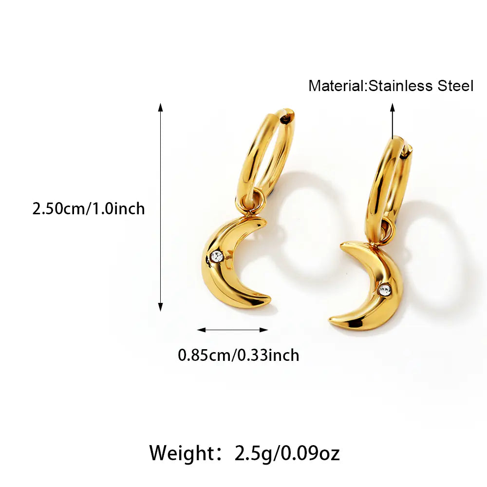 Stainless Steel Moon Design Stud Earrings