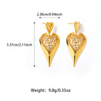 Stainless Steel Gold Peach Heart Stud Earrings