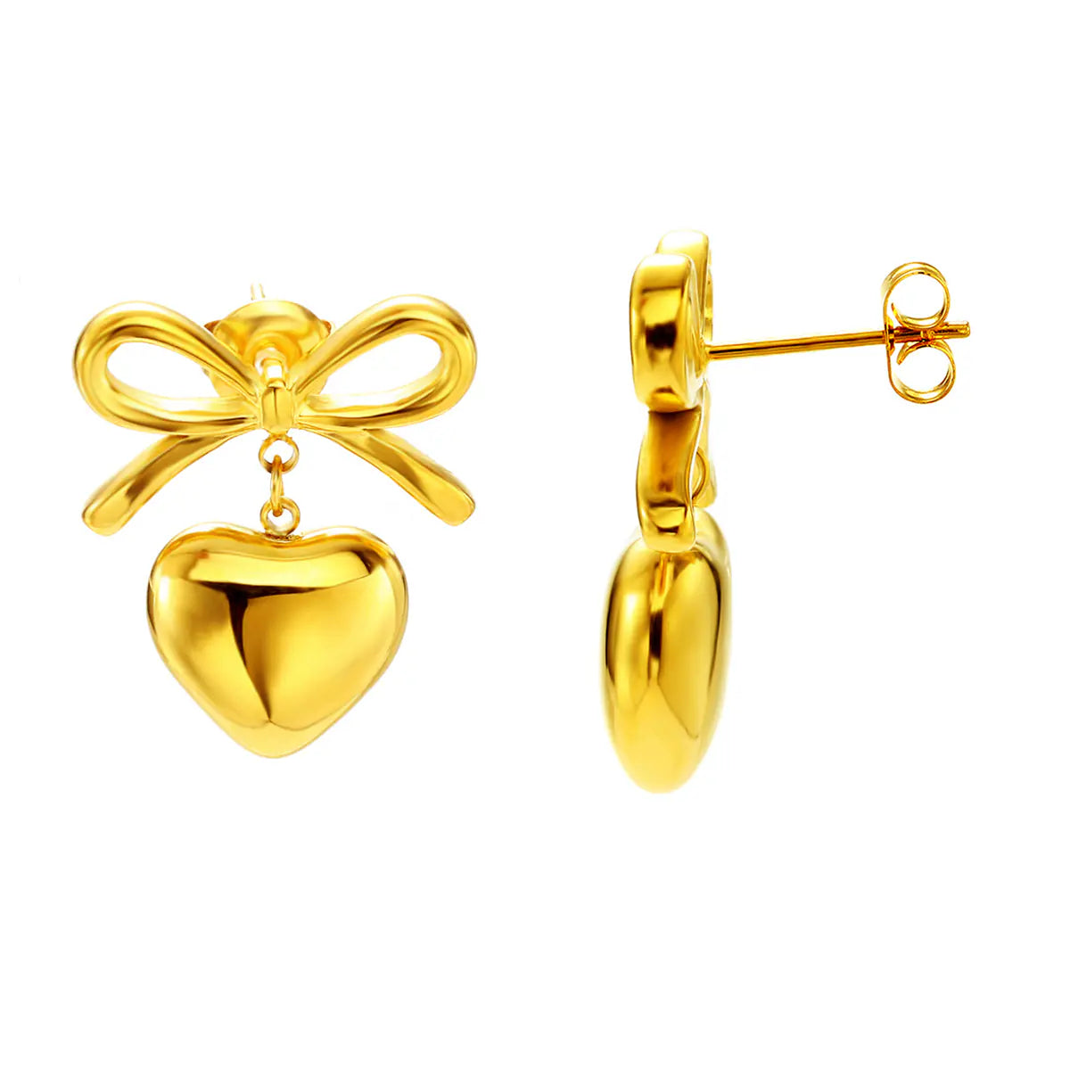 Fashion Gold Plated Glossy round Square Stud Earrings