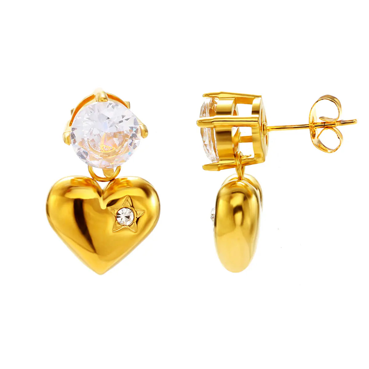 New Design 18K Gold Stainless Steel Heart Earrings