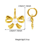 Fashion Stainless Steel Butterfly Pearl Hoop Earrings
