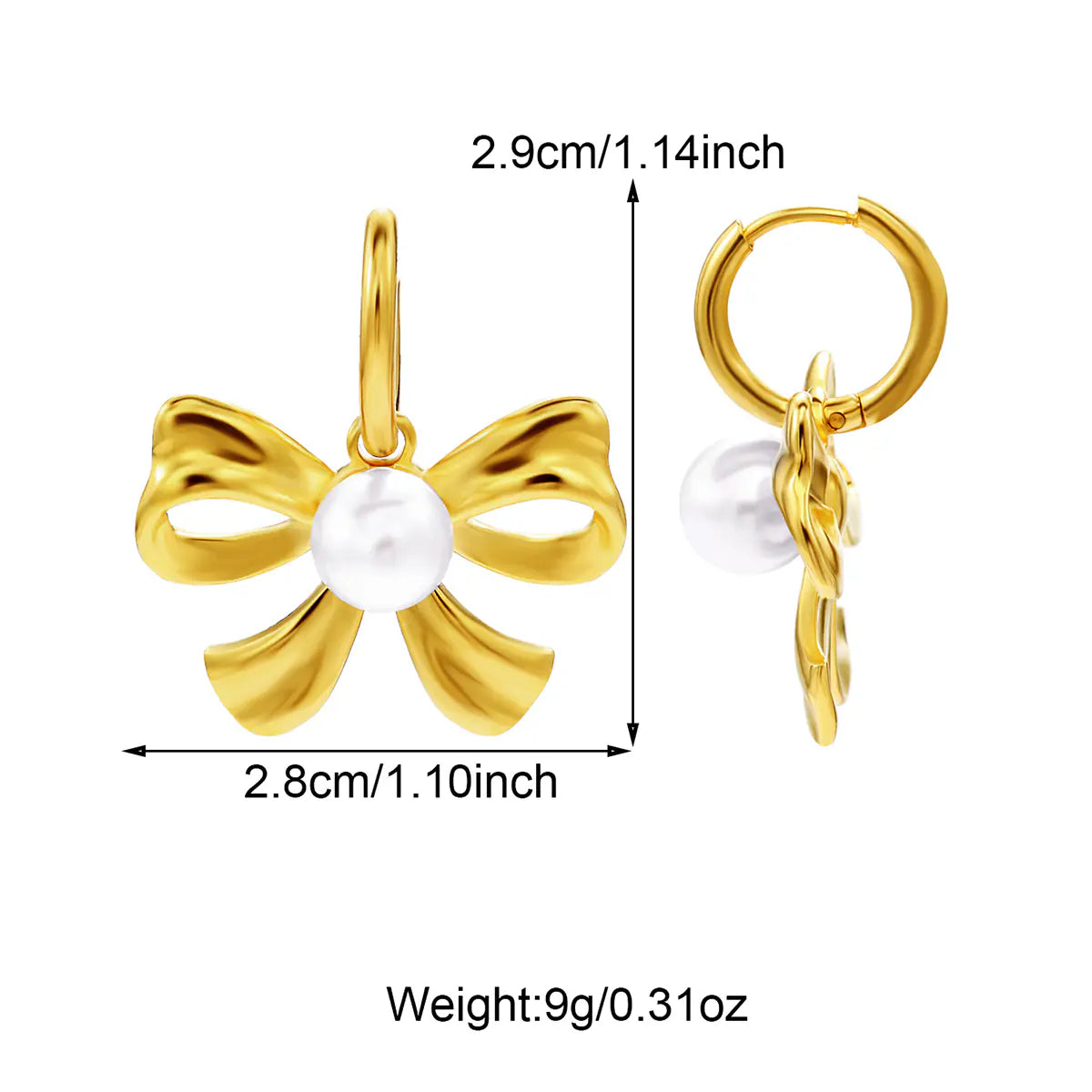Fashion Stainless Steel Butterfly Pearl Hoop Earrings