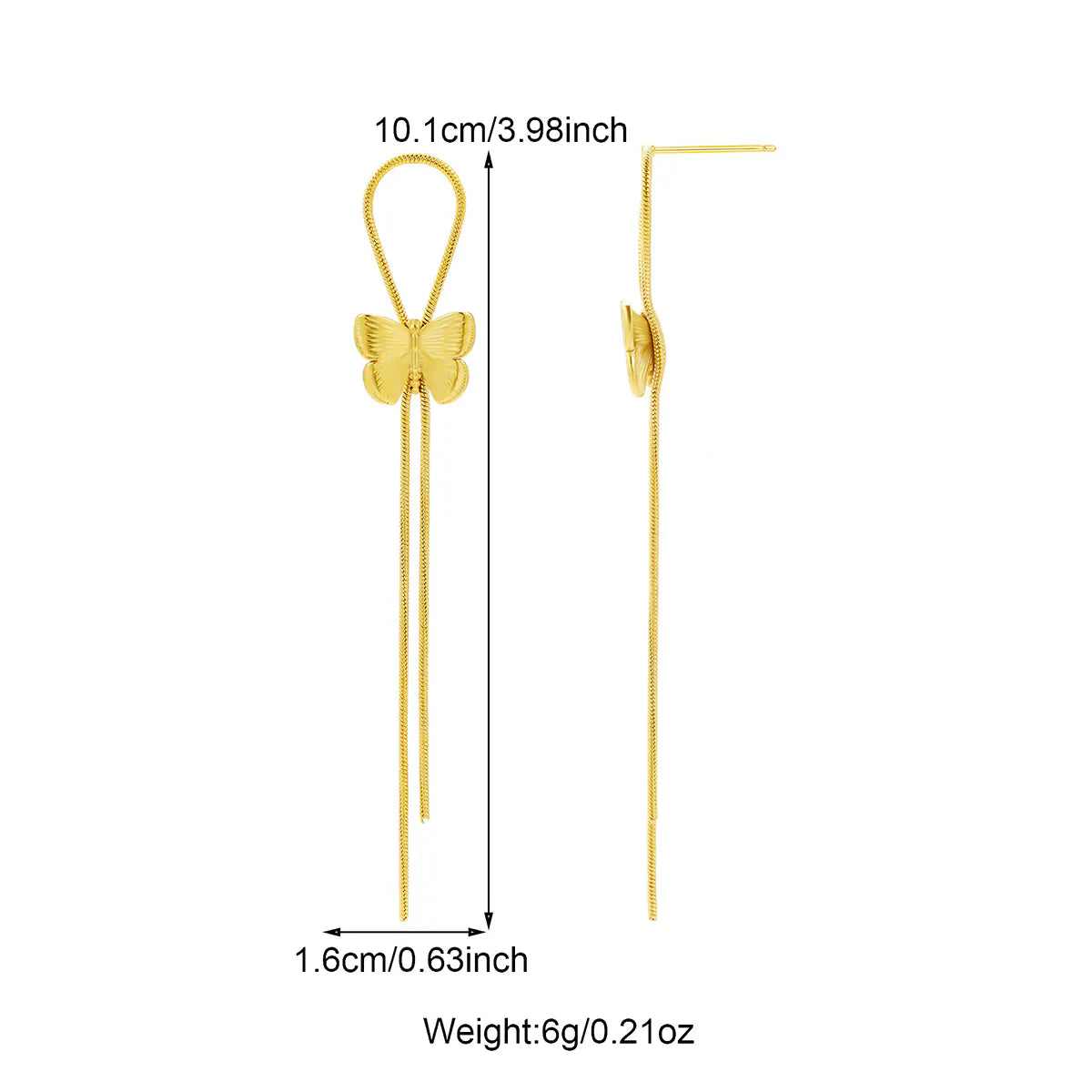 18k Gold Plated Stainless Steel Butterfly Earrings