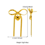 Trendy Stainless Steel Snake Chain Bow Heart Earrings