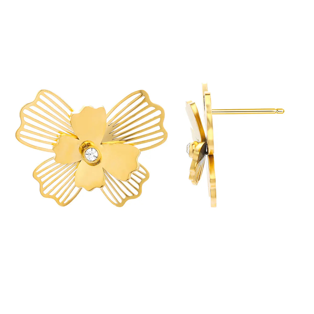 Stylish Double Layers Petal Embedded Earrings