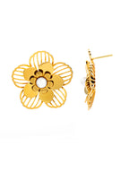 Distinctive Gold Coated 3 Layers Flower Earrings