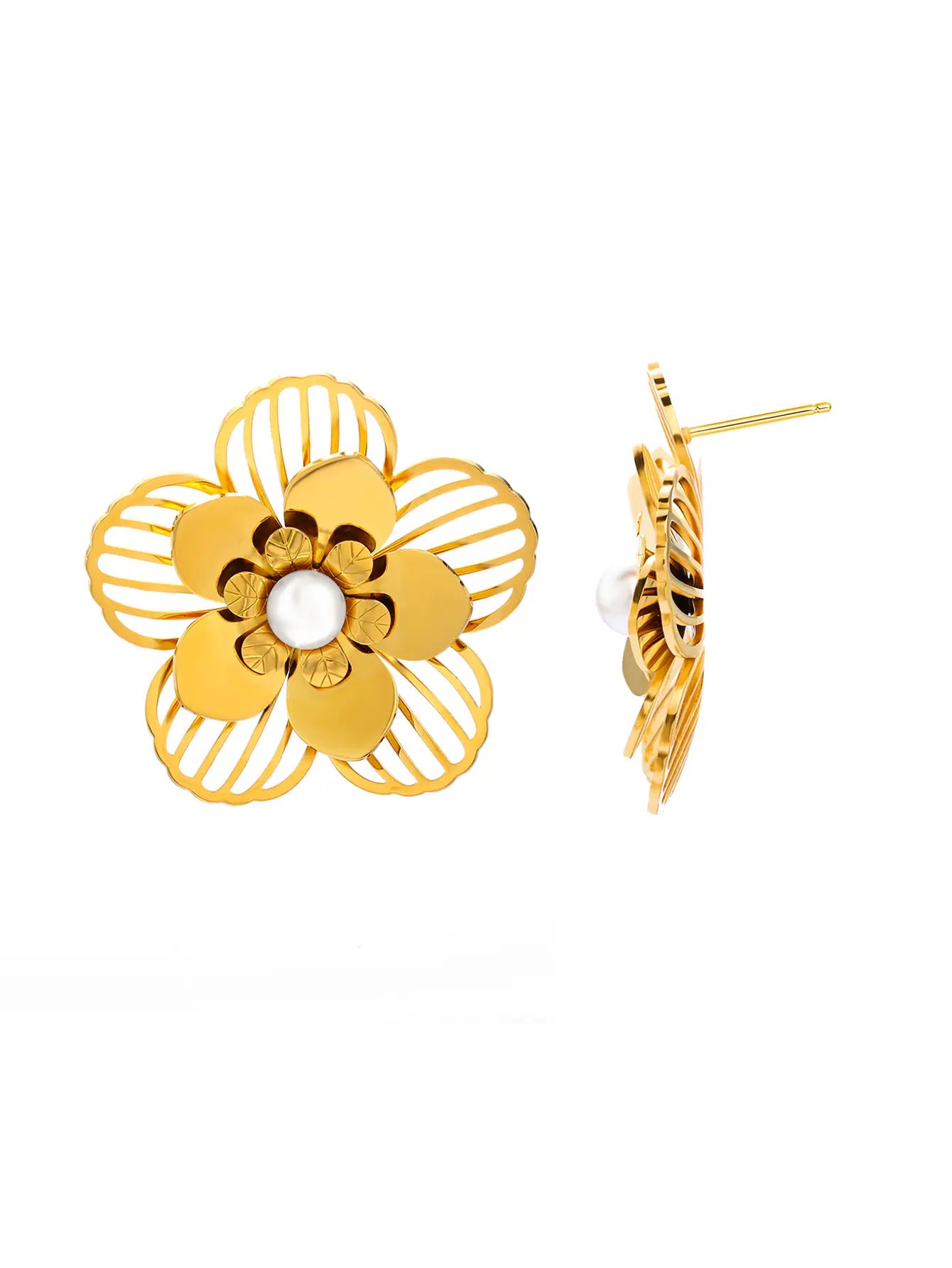 Distinctive Gold Coated 3 Layers Flower Earrings