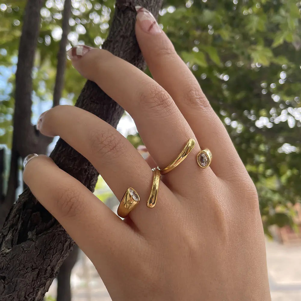 18k Gold Stainless Steel Stackable Wrap Ring