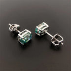 Irregular Blue-Green Oval Moissanite 925 Sterling Silver Earrings