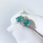 Irregular Blue-Green Oval Moissanite 925 Sterling Silver Earrings