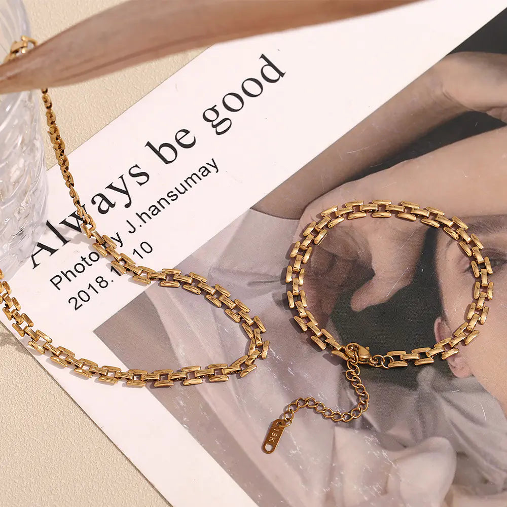 Stainless steel 18K gold plated handmade bracelet