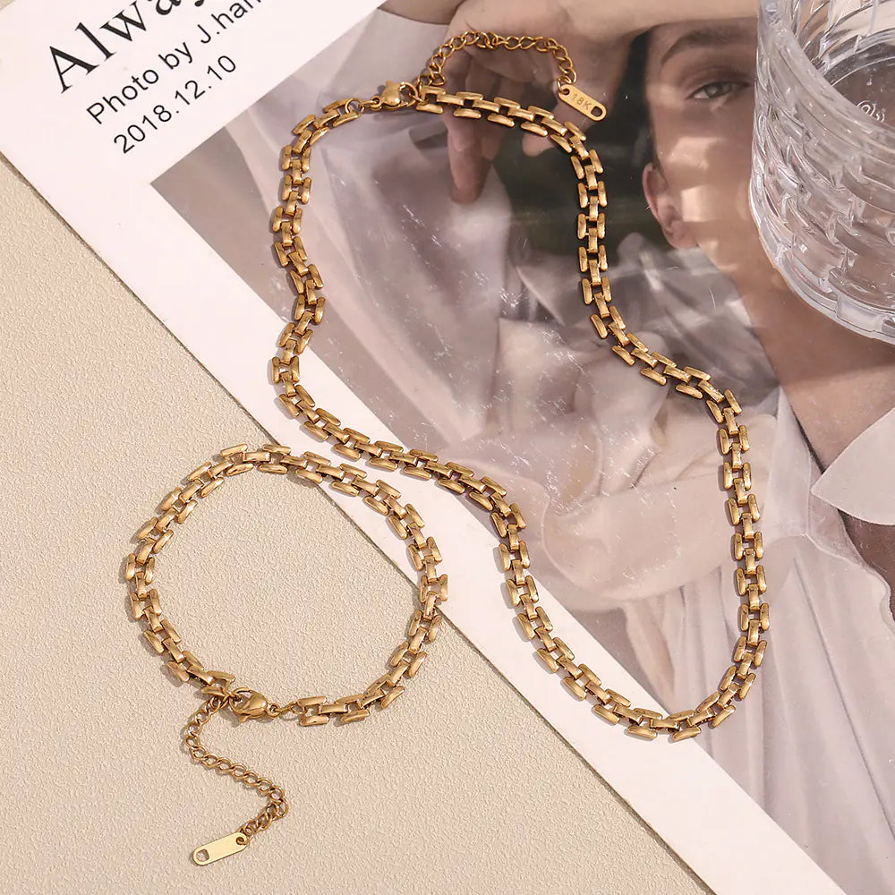Stainless steel 18K gold plated handmade bracelet