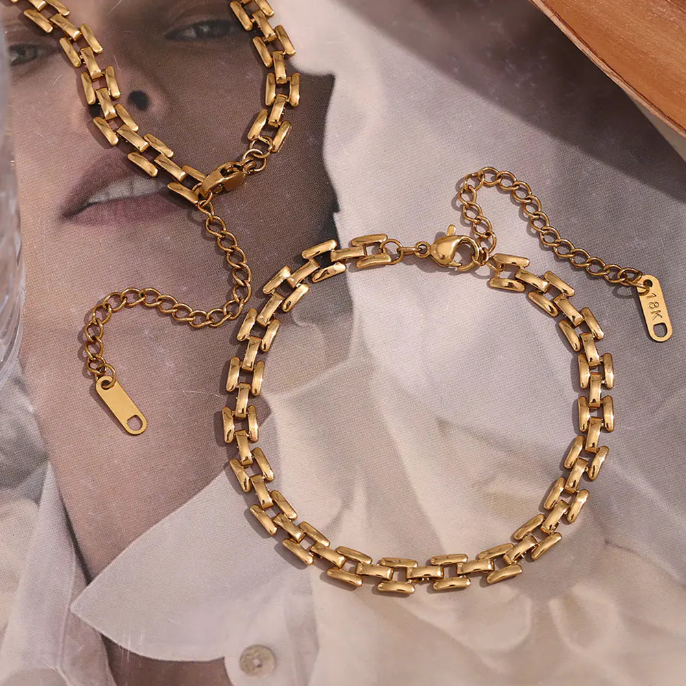 Stainless steel 18K gold plated handmade bracelet