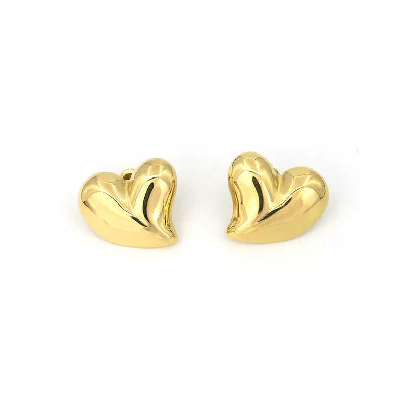 Irregular big heart stainless steel earrings