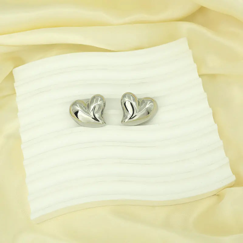 Irregular big heart stainless steel earrings