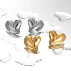 Irregular big heart stainless steel earrings