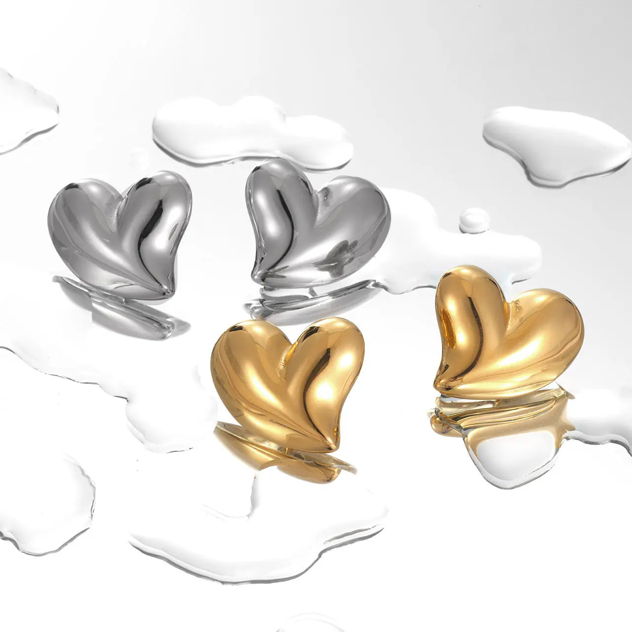 Irregular big heart stainless steel earrings