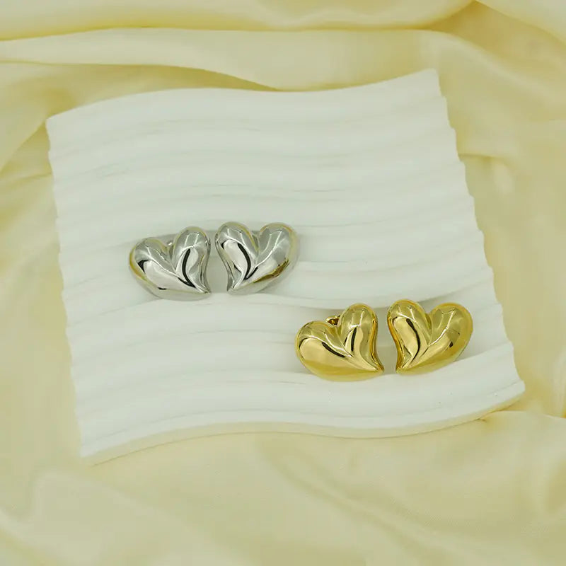 Irregular big heart stainless steel earrings