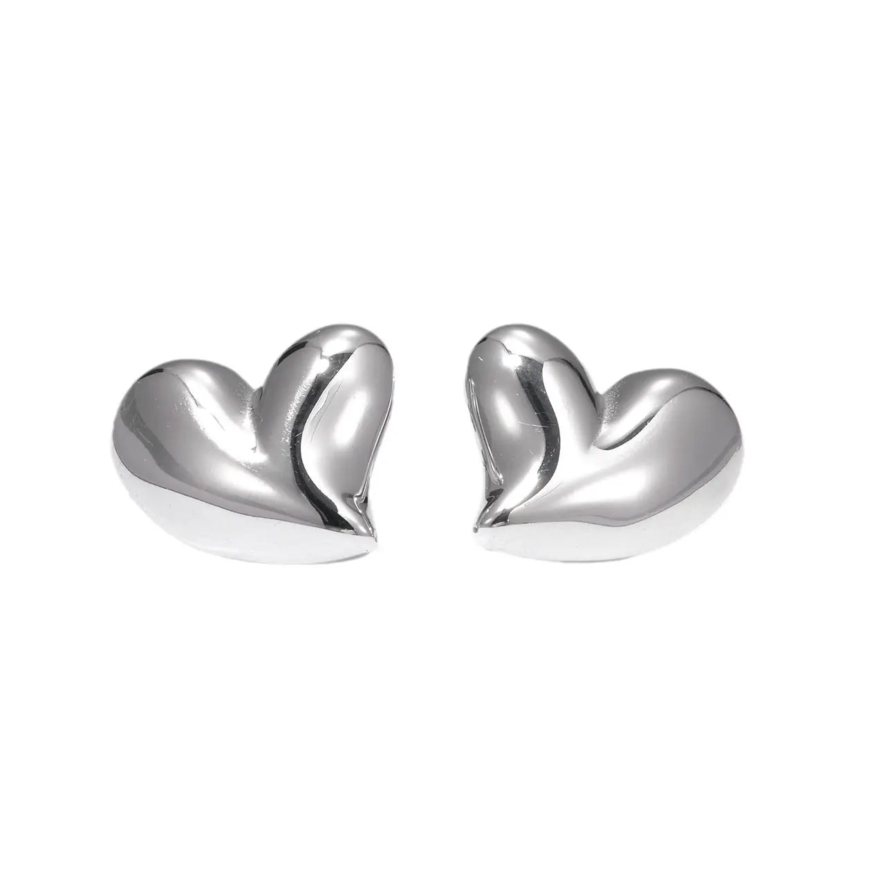 Irregular big heart stainless steel earrings