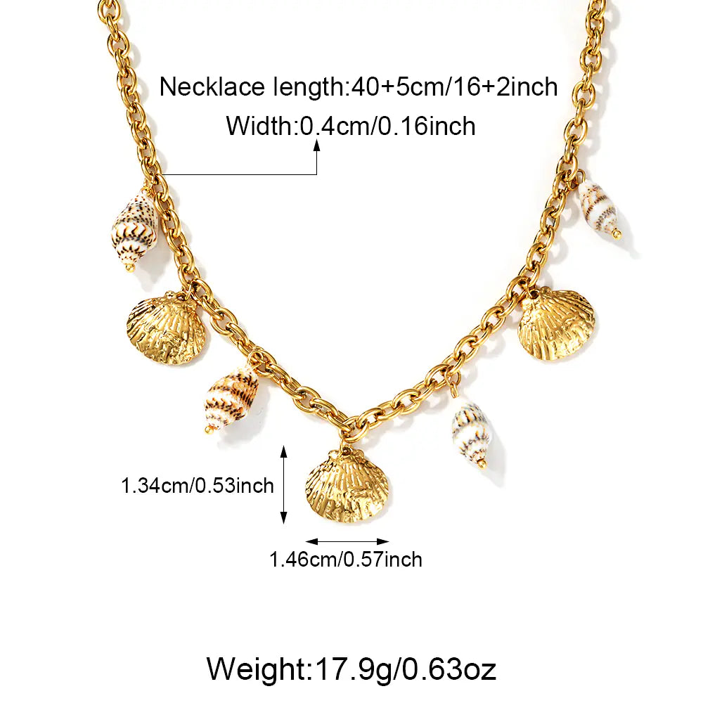 Fashion Shell Conch Stainless Steel Multi-Pendant Necklace