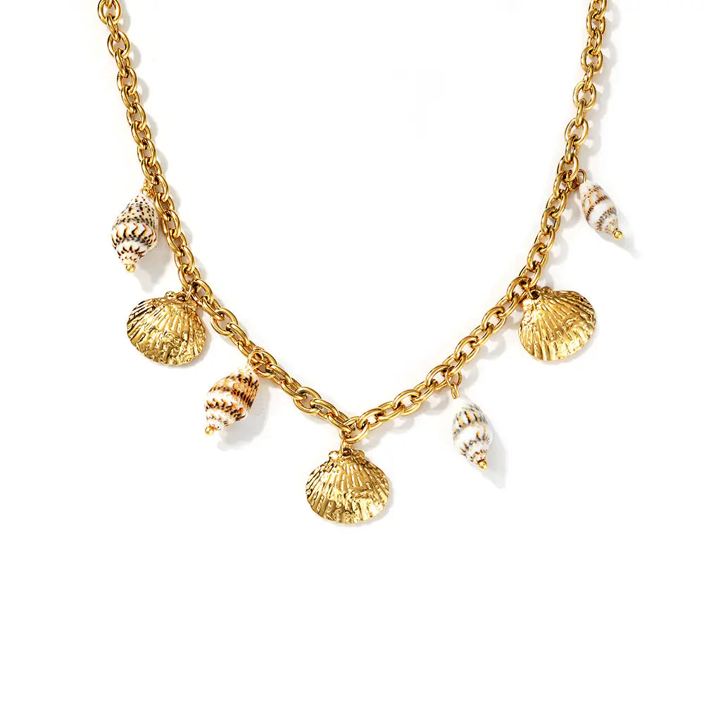 Fashion Shell Conch Stainless Steel Multi-Pendant Necklace