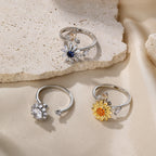 Fashion Sun Flower Dragonfly Adjustable Rotatable Rings