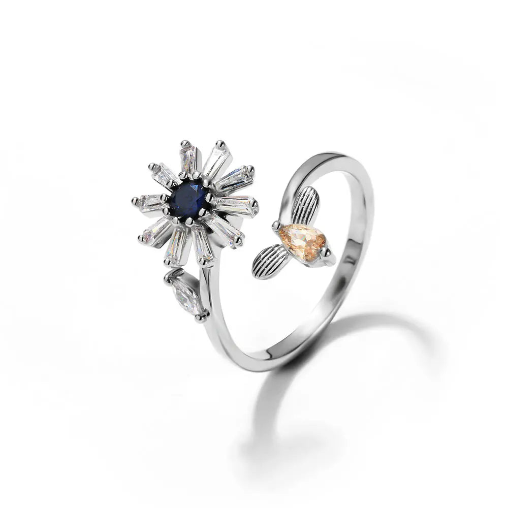 Fashion Sun Flower Dragonfly Adjustable Rotatable Rings