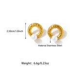 Stainless Steel Hammer Marks Circle Pearl Stud Earrings