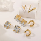 Stainless Steel Irregular Two Tone Stud Earrings