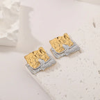 Stainless Steel Irregular Two Tone Stud Earrings