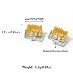 Stainless Steel Irregular Two Tone Stud Earrings