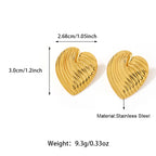 Hot Stainless Steel 3mm Pattern Heart Stud Earrings