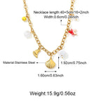 18K Gold Stainless Steel Multi Marine Pendant Necklace