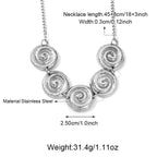 Polished Stainless Steel Round Rotating Pattern Necklace