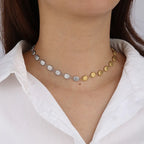 Stainless Steel Two Tone Square Pattern Choker